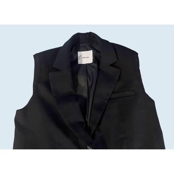EVERLANE Black Sleeveless Longline Double Button Blazer Vest Size 4 - Picture 4 of 8